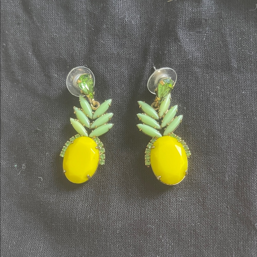 Elegant Yellow and Green Pineapple Earrings Elizabeth Cole
